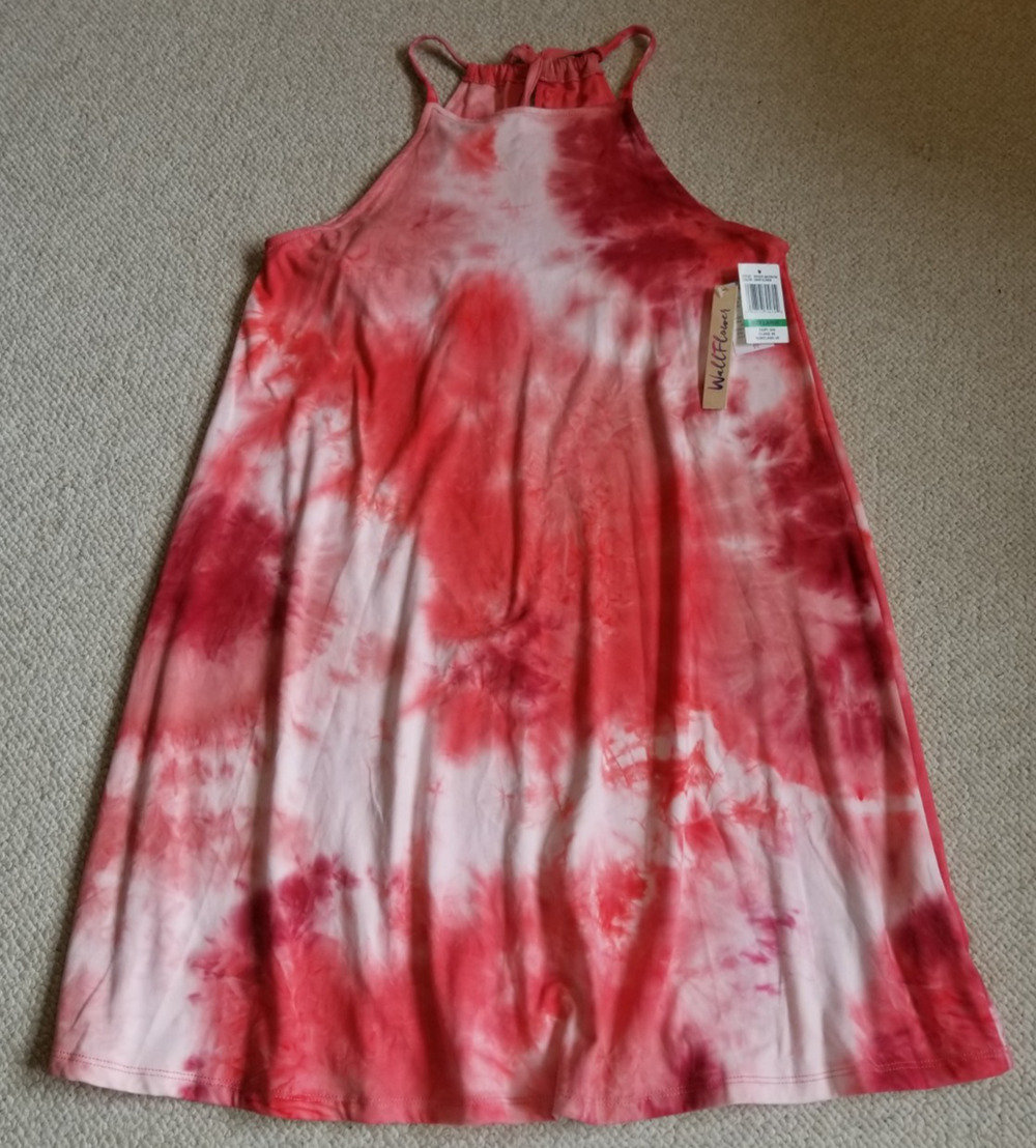 NWT Womens Dress-WALLFLOWER-'Cherry Blossom' hand tie-dyed knit BOHO Festival-L